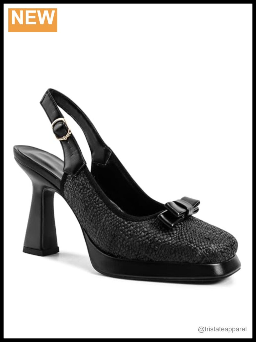 Womens Slingback Pumps Square Toe Block High Heels Braid Mary Jane Dress